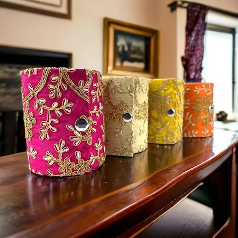 LOVENSPIRE Bangle Organizing Box for Women and Girls Bulk Assorted Jewellery Storage Bag Beautiful Embroidered Bangle Case Indian Pakistani Wedding Favor Bridesmaid Gift in Saudi Arabia