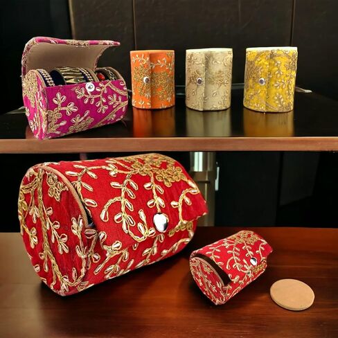 LOVENSPIRE Bangle Organizing Box for Women and Girls Bulk Assorted Jewellery Storage Bag Beautiful Embroidered Bangle Case Indian Pakistani Wedding Favor Bridesmaid Gift in Saudi Arabia