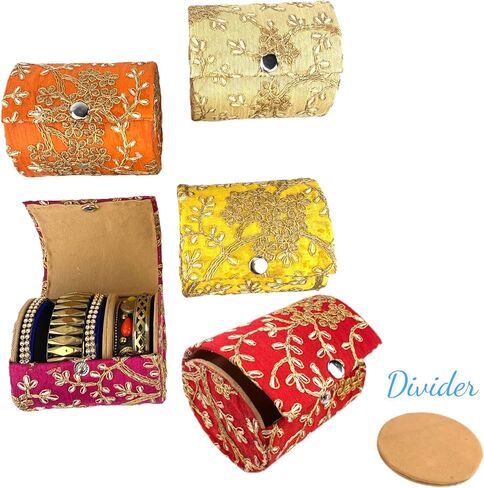 LOVENSPIRE Bangle Organizing Box for Women and Girls Bulk Assorted Jewellery Storage Bag Beautiful Embroidered Bangle Case Indian Pakistani Wedding Favor Bridesmaid Gift in Saudi Arabia