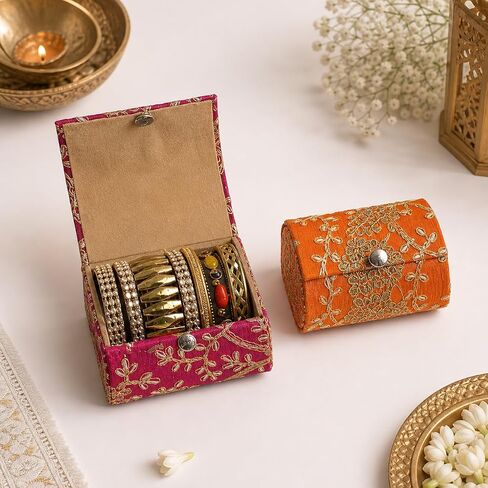 LOVENSPIRE Bangle Organizing Box for Women and Girls Bulk Assorted Jewellery Storage Bag Beautiful Embroidered Bangle Case Indian Pakistani Wedding Favor Bridesmaid Gift in Saudi Arabia