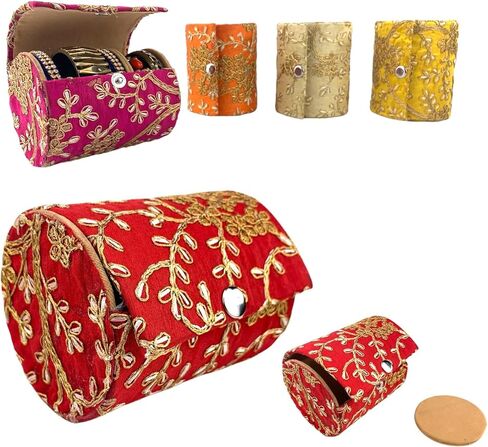 LOVENSPIRE Bangle Organizing Box for Women and Girls Bulk Assorted Jewellery Storage Bag Beautiful Embroidered Bangle Case Indian Pakistani Wedding Favor Bridesmaid Gift in Saudi Arabia