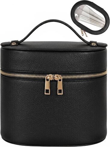 Prite 2 Pcs Makeup Bag Set Travel Cosmetic Case with Waterproof Clear Toiletry Pouch and Removable Divider, Vegan Leather Organizer for Women in Saudi Arabia