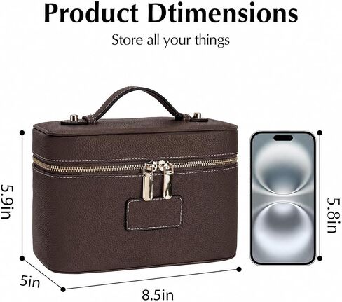 Makeup Case for Women, Leather Makeup Bag Cosmetic Case with Removable Divider, Large Capacity Waterproof Portable Travel Toiletry Make up Organizer Case in Saudi Arabia