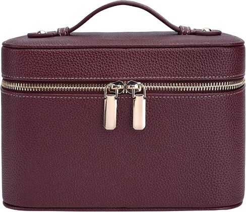 Makeup Case for Women, Leather Makeup Bag Cosmetic Case with Removable Divider, Large Capacity Waterproof Portable Travel Toiletry Make up Organizer Case in Saudi Arabia