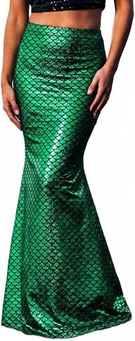 GORAIS Mermaid Tail Skirt Green Fish Scale Costume Adult Skirts for Women in Kuwait