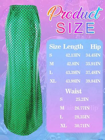 GORAIS Mermaid Tail Skirt Green Fish Scale Costume Adult Skirts for Women in Kuwait