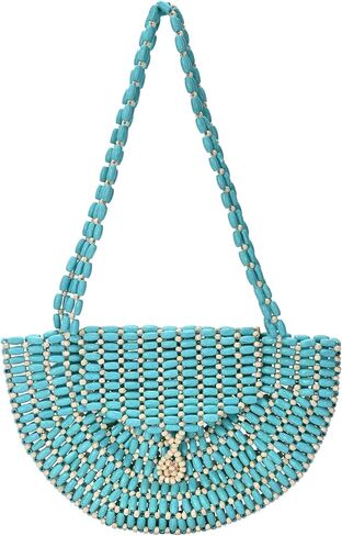 Antik Kraft Luna’s Wooden Beaded Crescent Shoulder Bag | Handmade Boho Half-Moon Purse for Women | in Saudi Arabia