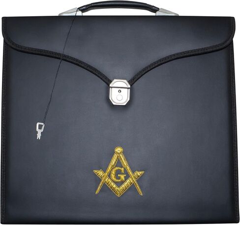 Masonic Master Mason Apron Case (Hand Embroidered) MM WM Size, Synthetic Leather | Freemason Regalia Bag in Saudi Arabia