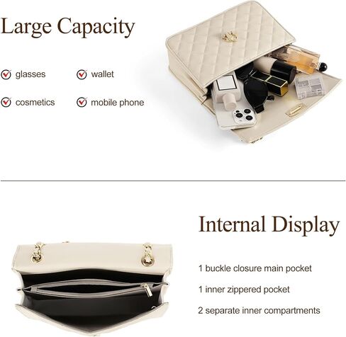 Quilted Crossbody Purse for Women Trendy Ladies Shoulder Bag Small Purse with Gold Chain Designer Purses in Saudi Arabia