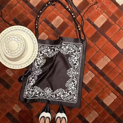 Bandana Bag Paisley Slouchy Tote with Wooden Beaded Strap Retro Vintage Large Hobo Shoulder Bag Boho Purse in Saudi Arabia