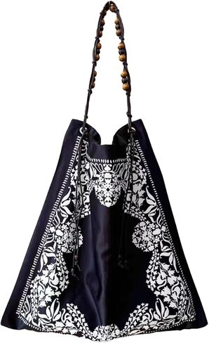 Bandana Bag Paisley Slouchy Tote with Wooden Beaded Strap Retro Vintage Large Hobo Shoulder Bag Boho Purse in Saudi Arabia