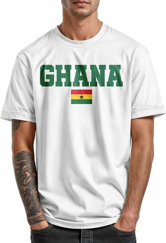 Ghana Flag Shirt for Men, Ghana Gameday Short Sleeve Cotton Unisex Top Tee in Saudi Arabia