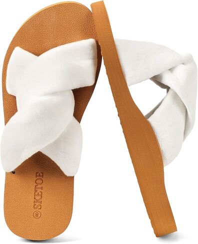 Flat Sandals Women Open Toe Sandals Memory Foam Vacation Slides for Women Footbed & Arch Support Comfortable Cross-Strap Fashion Footwear in Saudi Arabia