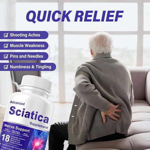 Sciatica Pain Soothing, Sciatica Ease Supplements with Alpha Lipoic Acid & Vitamin B Complex, 18 in 1 Premium Capsules-Maintain Bone Health, 120 Count in Saudi Arabia