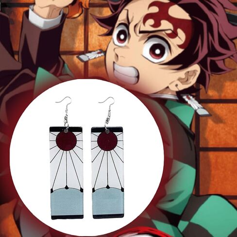 Tanjiro Earrings, 9 Pairs Anime Demon Slayer Earrings For Women Trendy Tanjiro Cosplay Jewelry Exquisite Cosplay Anime Drop Unique Creative Dress-Up Earrings Accessories For Women Double-Sided Acrylic in Saudi Arabia