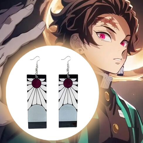 Tanjiro Earrings, 9 Pairs Anime Demon Slayer Earrings For Women Trendy Tanjiro Cosplay Jewelry Exquisite Cosplay Anime Drop Unique Creative Dress-Up Earrings Accessories For Women Double-Sided Acrylic in Saudi Arabia