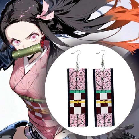 Tanjiro Earrings, 9 Pairs Anime Demon Slayer Earrings For Women Trendy Tanjiro Cosplay Jewelry Exquisite Cosplay Anime Drop Unique Creative Dress-Up Earrings Accessories For Women Double-Sided Acrylic in Saudi Arabia