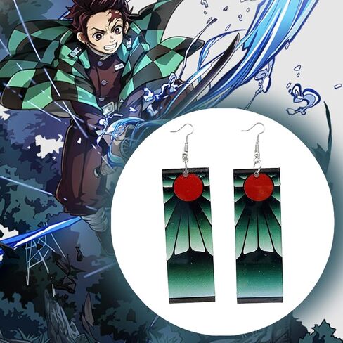Tanjiro Earrings, 9 Pairs Anime Demon Slayer Earrings For Women Trendy Tanjiro Cosplay Jewelry Exquisite Cosplay Anime Drop Unique Creative Dress-Up Earrings Accessories For Women Double-Sided Acrylic in Saudi Arabia