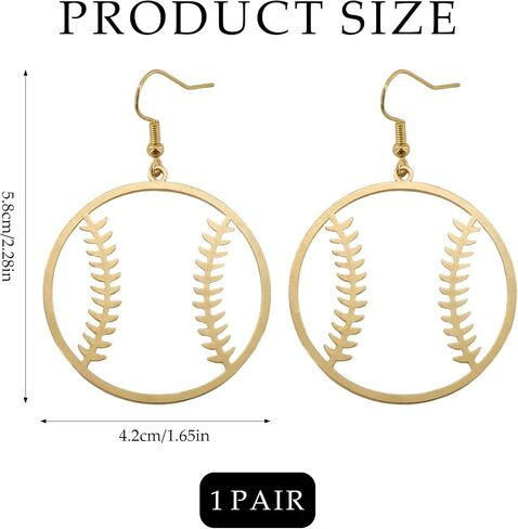 Baseball Earrings for Women,Gold Baseball Earrings Dangle Hoop,Fashion Ball Shape Earring Sports Jewelry Accessories,Gifts for Women Sports Earring Party Outfit Jewelry Accessories in Saudi Arabia