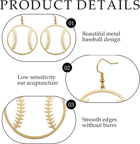 Baseball Earrings for Women,Gold Baseball Earrings Dangle Hoop,Fashion Ball Shape Earring Sports Jewelry Accessories,Gifts for Women Sports Earring Party Outfit Jewelry Accessories in Saudi Arabia