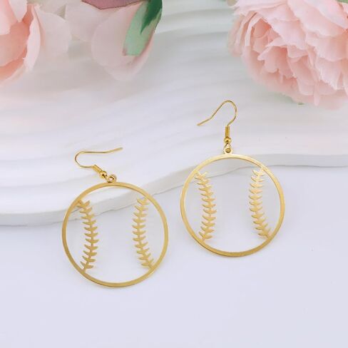 Baseball Earrings for Women,Gold Baseball Earrings Dangle Hoop,Fashion Ball Shape Earring Sports Jewelry Accessories,Gifts for Women Sports Earring Party Outfit Jewelry Accessories in Saudi Arabia