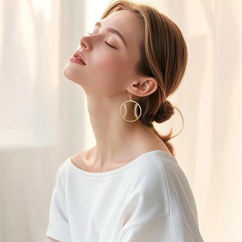 Baseball Earrings for Women,Gold Baseball Earrings Dangle Hoop,Fashion Ball Shape Earring Sports Jewelry Accessories,Gifts for Women Sports Earring Party Outfit Jewelry Accessories in Saudi Arabia
