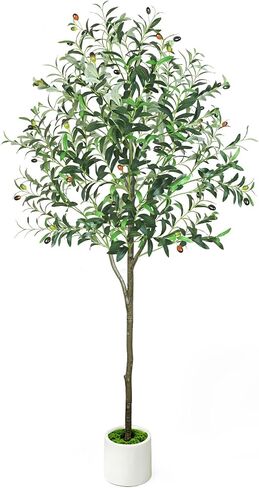 6ft Olive Trees Artificial Indoor with Pot, Faux Fake Olive Tree with Realistic Wood Trunk and Lifelike Fruits, Large Faux Plant for Home Living Room Entryway Office Decor in Saudi Arabia