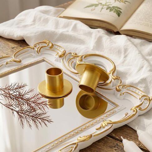 ZENFUN 12 Pc Taper Candle Holders, Iron Gold Candlestick Holders Bulk, Table Centerpiece Candlestick Holder Bulk, Matte Gold Candle Holder for Home Decor, Party, Wedding, Anniversary in Kuwait