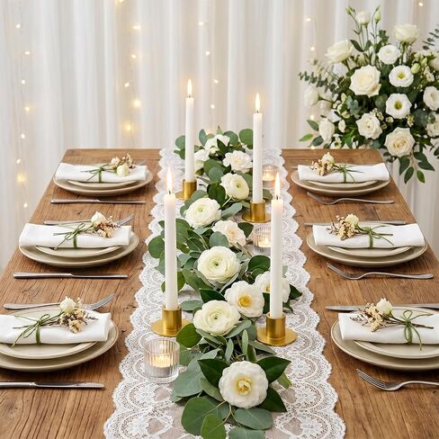 ZENFUN 12 Pc Taper Candle Holders, Iron Gold Candlestick Holders Bulk, Table Centerpiece Candlestick Holder Bulk, Matte Gold Candle Holder for Home Decor, Party, Wedding, Anniversary in Kuwait