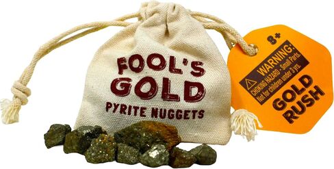 Gold Rush Fool's Gold Pyrite Nuggets Bag | 11+ Crystals in Canvas Drawstring Pouch, Fun Prospecting & Collecting Kit, Pirate & Prospector Adventure in Saudi Arabia