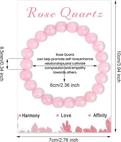 Mikovivi Rose Quartz Bracelet, 8.5mm/0.34 Inch Stone of Wealth Bracelet Elastic Crystal Beaded Bracelets Pink Spiritual Jewelry for Women Men in Kuwait