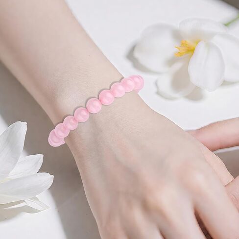 Mikovivi Rose Quartz Bracelet, 8.5mm/0.34 Inch Stone of Wealth Bracelet Elastic Crystal Beaded Bracelets Pink Spiritual Jewelry for Women Men in Kuwait