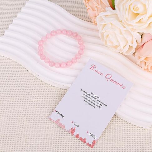 Mikovivi Rose Quartz Bracelet, 8.5mm/0.34 Inch Stone of Wealth Bracelet Elastic Crystal Beaded Bracelets Pink Spiritual Jewelry for Women Men in Kuwait