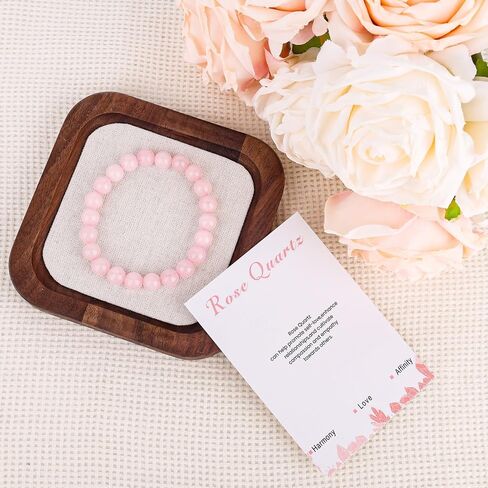Mikovivi Rose Quartz Bracelet, 8.5mm/0.34 Inch Stone of Wealth Bracelet Elastic Crystal Beaded Bracelets Pink Spiritual Jewelry for Women Men in Kuwait