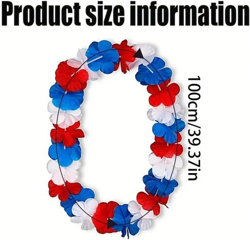 Patriotic Red White and Blue Flower Leis and Star Sunglasses for 4th of July,Flower Necklace Party Decorations 12PCS in Saudi Arabia