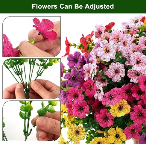 Artificial Violet Flowers Outdoor UV Resistant, 16-Stem Multi Pack Faux Purple Blooms for Front Porch, Patio, Garden & Large Planters, Fade Resistant Silk Fake Flowers (16, Mix Colors) in Kuwait