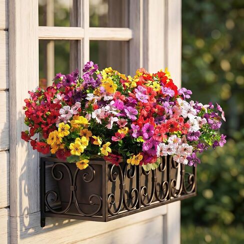 Artificial Violet Flowers Outdoor UV Resistant, 16-Stem Multi Pack Faux Purple Blooms for Front Porch, Patio, Garden & Large Planters, Fade Resistant Silk Fake Flowers (16, Mix Colors) in Kuwait