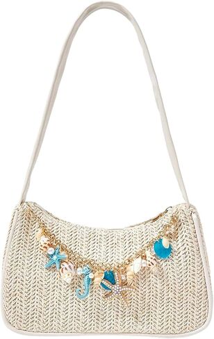 SHENHE Straw Beach Shoulder Bag for Women Summer Mini Purse Vacation Underarm Handbag in Kuwait