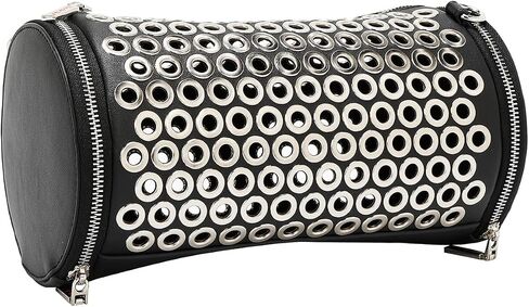 Nicole Lee Grommet Edge Barrel Bag, Grommet design on vegan leather exterior,detachable shoulder strap in Saudi Arabia