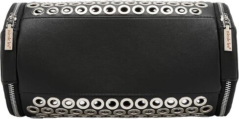 Nicole Lee Grommet Edge Barrel Bag, Grommet design on vegan leather exterior,detachable shoulder strap in Saudi Arabia