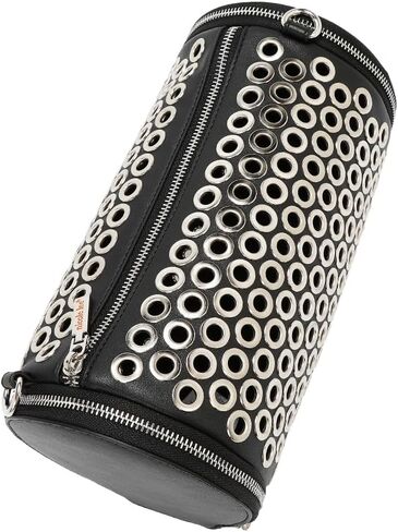 Nicole Lee Grommet Edge Barrel Bag, Grommet design on vegan leather exterior,detachable shoulder strap in Saudi Arabia