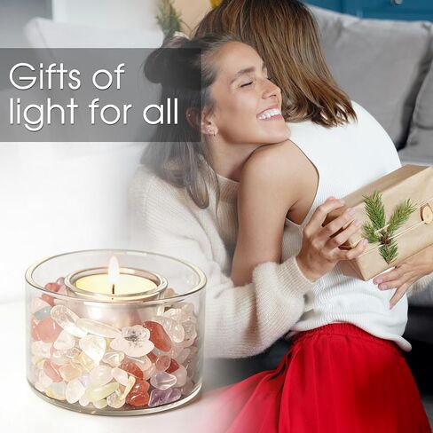 Tea Light Holder with Chakra Healing Crystals Stones Meditation Candle Holders Set Spiritual Gifts for Women Birthday Stress Relief Yoga Bath Reiki Energy(Tealight Holder No Candle Included) in Saudi Arabia