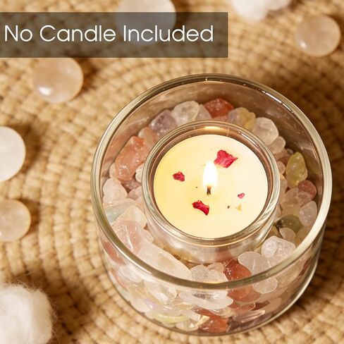 Tea Light Holder with Chakra Healing Crystals Stones Meditation Candle Holders Set Spiritual Gifts for Women Birthday Stress Relief Yoga Bath Reiki Energy(Tealight Holder No Candle Included) in Saudi Arabia
