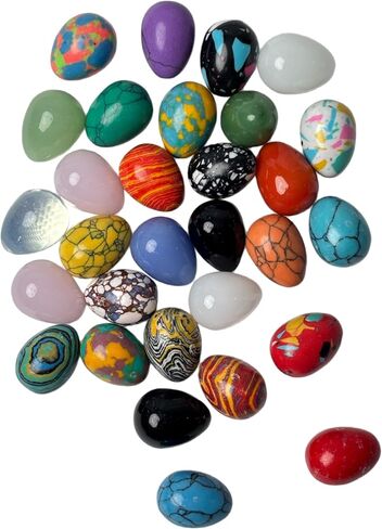 30 Pcs Natural Healing Crystals Set Bulk Worry Stones, Polished Stones, Polished Rocks, Glass Eggs & Yoni Egg, Ideal for Meditation, Reiki, Anxiety Relief & Home Decor in Saudi Arabia