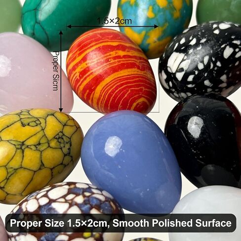 30 Pcs Natural Healing Crystals Set Bulk Worry Stones, Polished Stones, Polished Rocks, Glass Eggs & Yoni Egg, Ideal for Meditation, Reiki, Anxiety Relief & Home Decor in Saudi Arabia