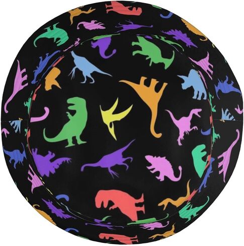 Fun Dinosaur Black Bucket Hat for Men Women Printed Fisherman Hat Packable Sun Cap Travel Outdoor Beach Caps in Saudi Arabia