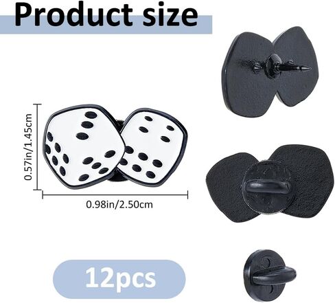 SUPERFINDINGS 12Pcs Dice Brooch Pins 1.45cm Funny Brooch Enamel Lapel Pin Backpacks Hat Pins Billiard Lovers Lapel Badge for Bags Clothes Button Pin Novelty Jewelry Gifts in Kuwait