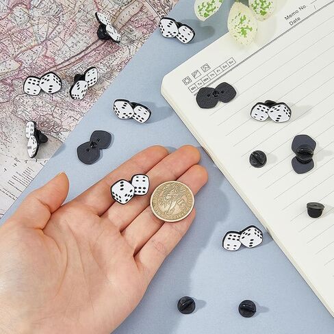 SUPERFINDINGS 12Pcs Dice Brooch Pins 1.45cm Funny Brooch Enamel Lapel Pin Backpacks Hat Pins Billiard Lovers Lapel Badge for Bags Clothes Button Pin Novelty Jewelry Gifts in Kuwait