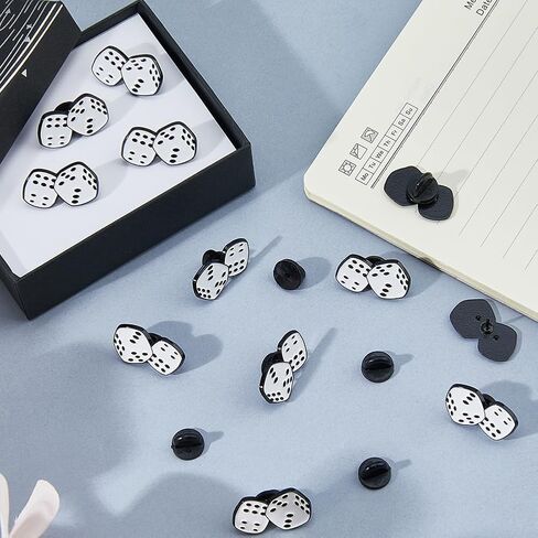 SUPERFINDINGS 12Pcs Dice Brooch Pins 1.45cm Funny Brooch Enamel Lapel Pin Backpacks Hat Pins Billiard Lovers Lapel Badge for Bags Clothes Button Pin Novelty Jewelry Gifts in Kuwait