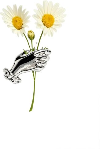 Handmade Sterling Silver Hand Lapel Pin Brooch – Vintage Floral Boutonnière Pin for Men & Women, Elegant Hand-Holding Flowers Jewelry Accessory in Saudi Arabia
